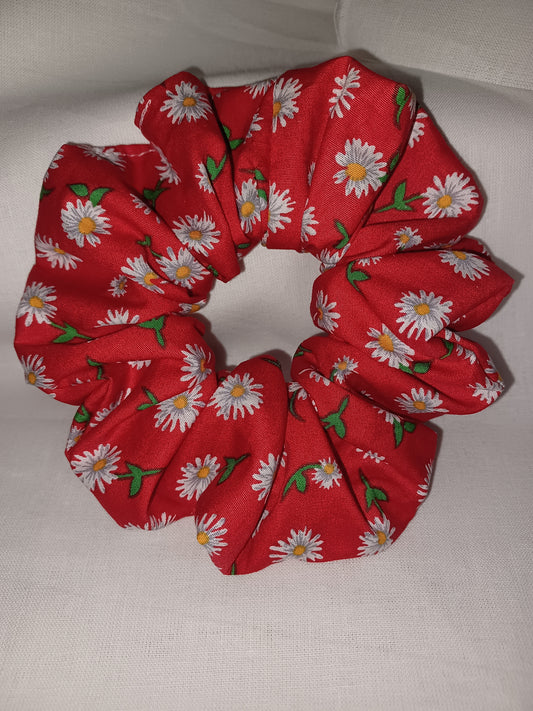 Red daisy summer flower xl scrunchie