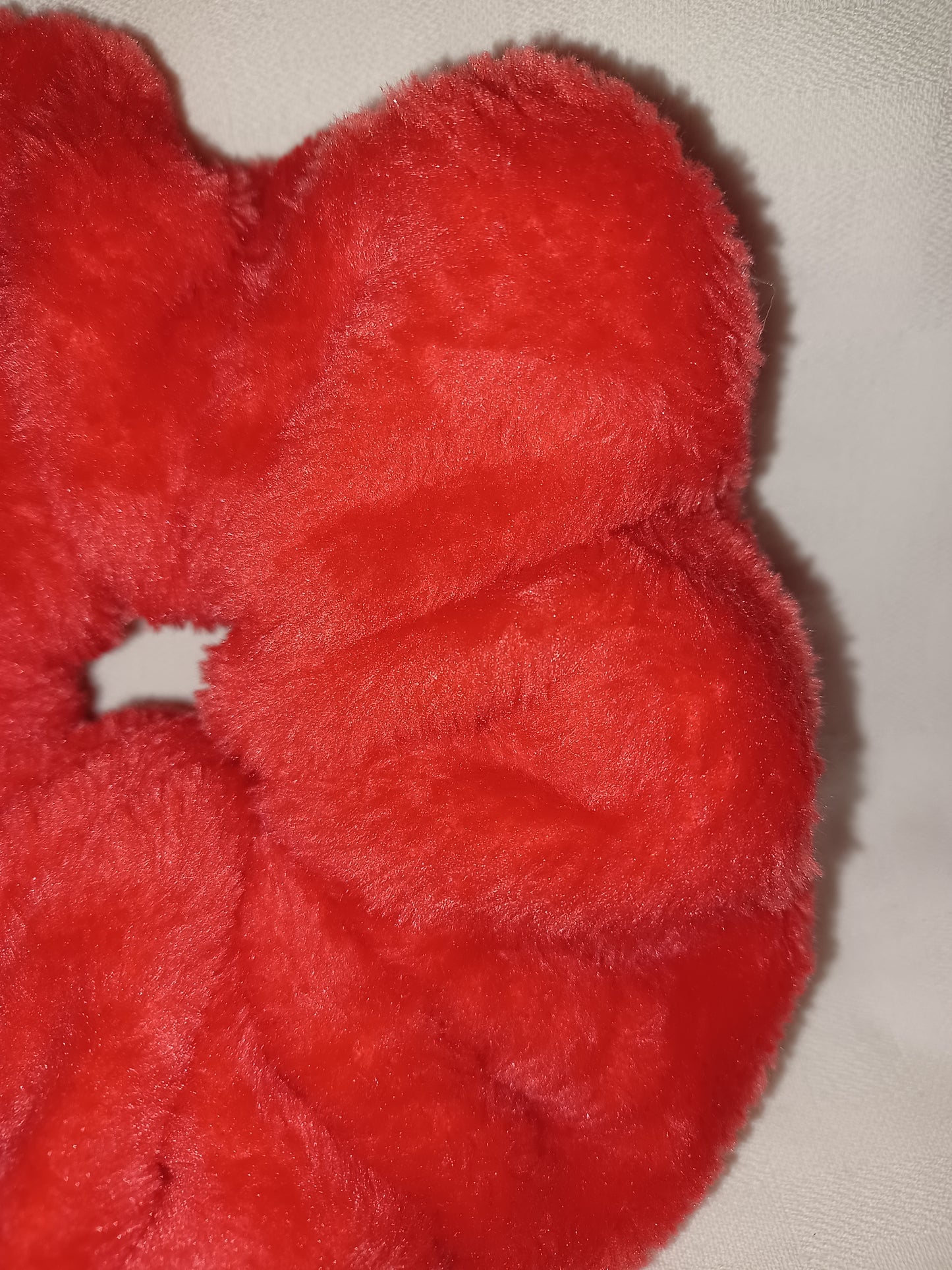 Red fleece fur mega scrunchie