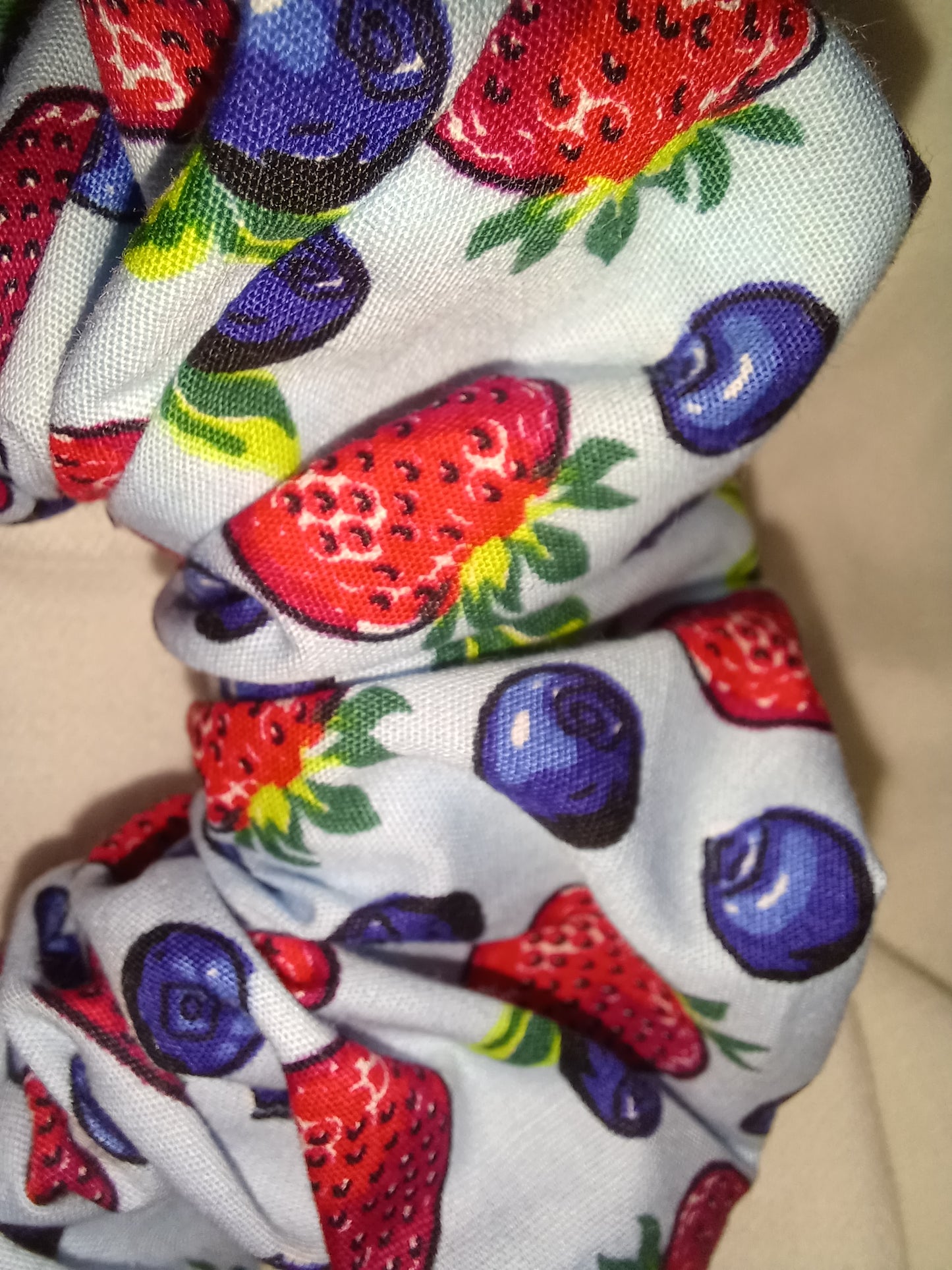 Blue strawberry xl scrunchie