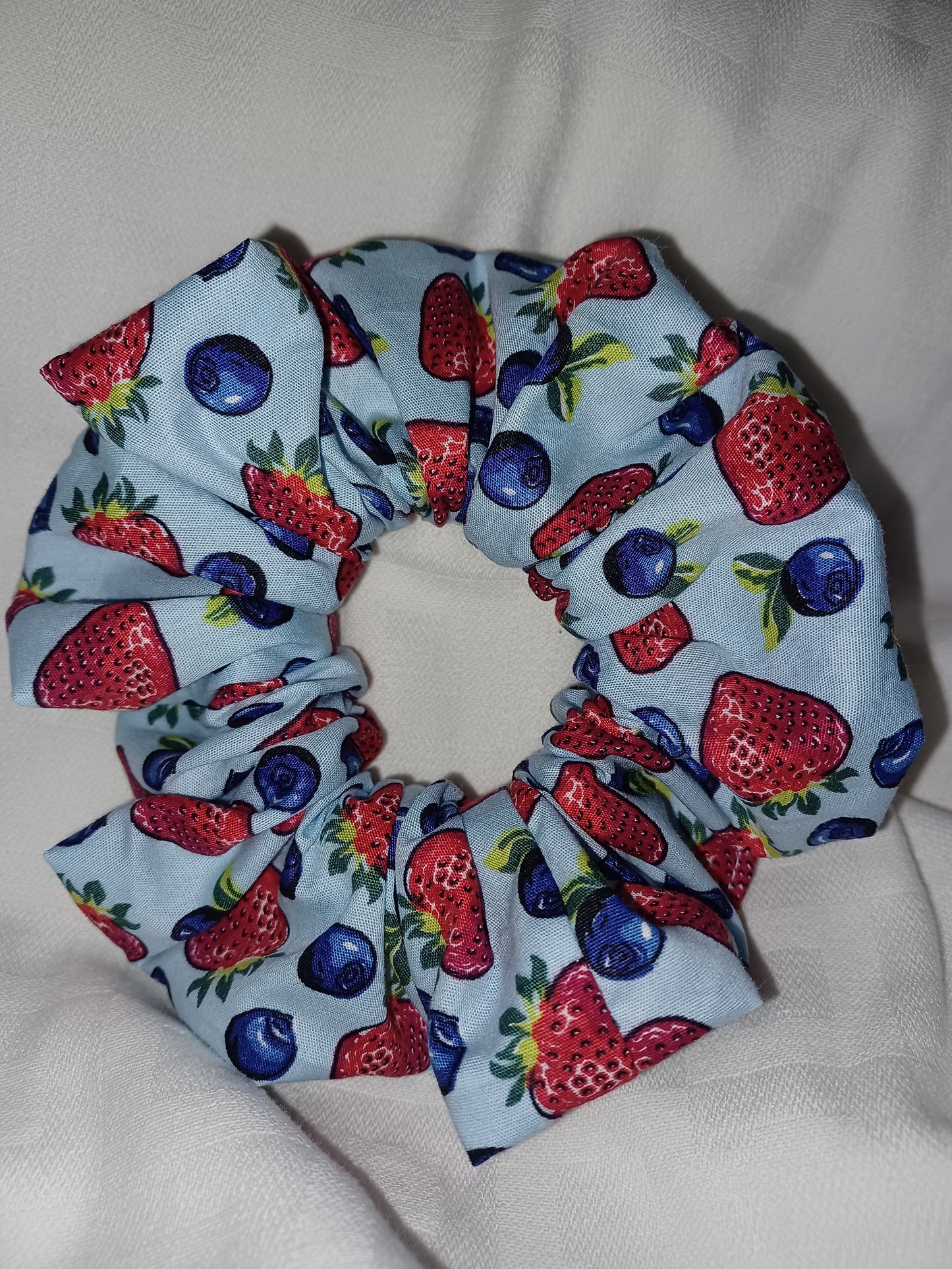 Blue strawberry xl scrunchie