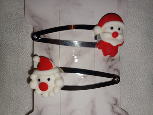 Father Christmas hair clip set - silver