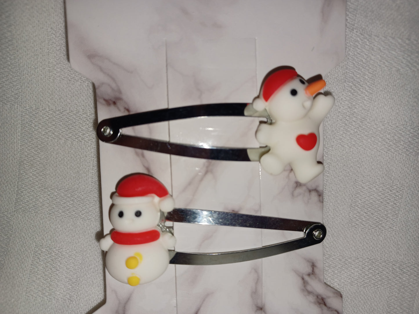 Snowman hair clip set - silver