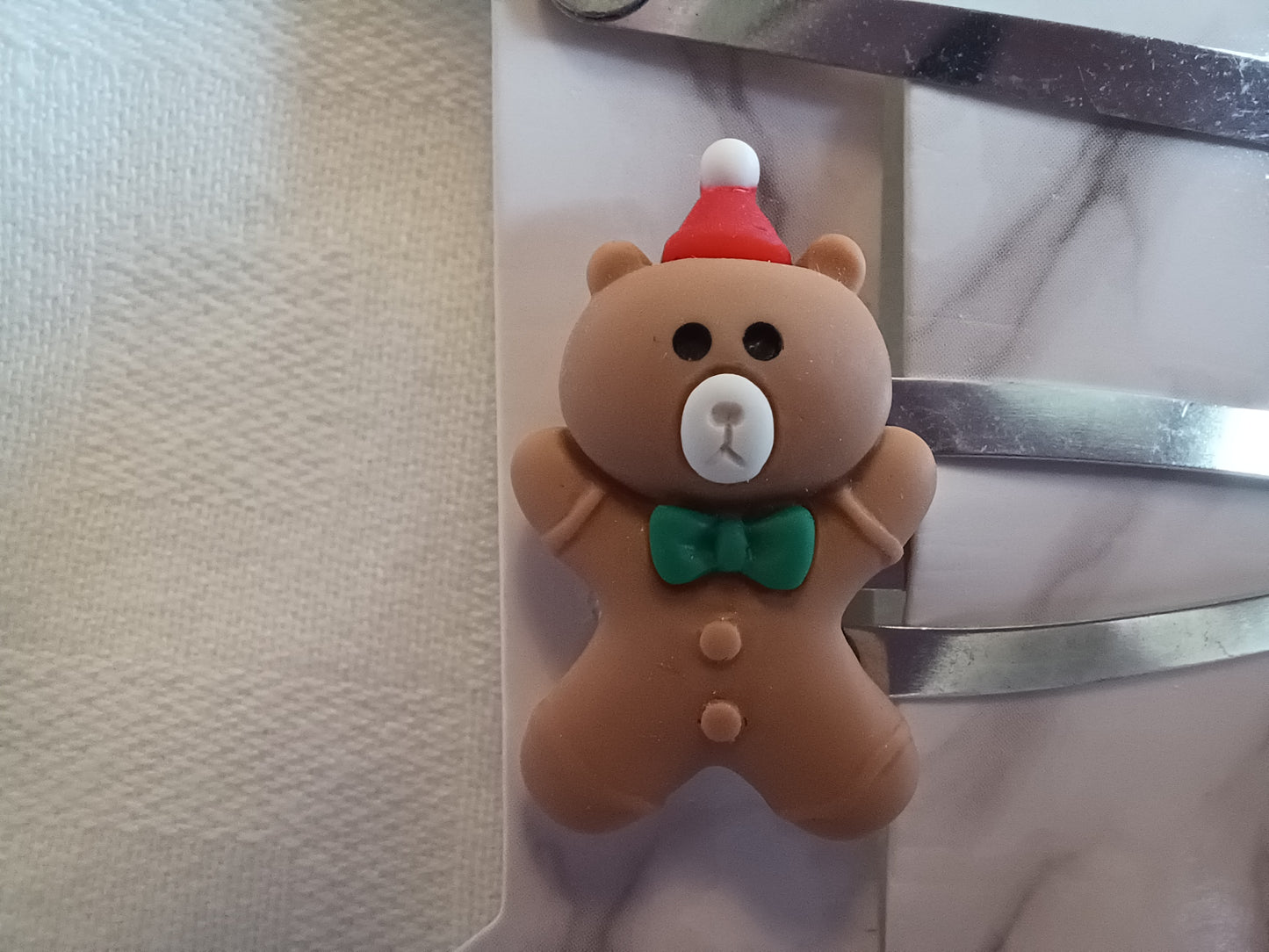 Christmas teddy hair clip set - silver