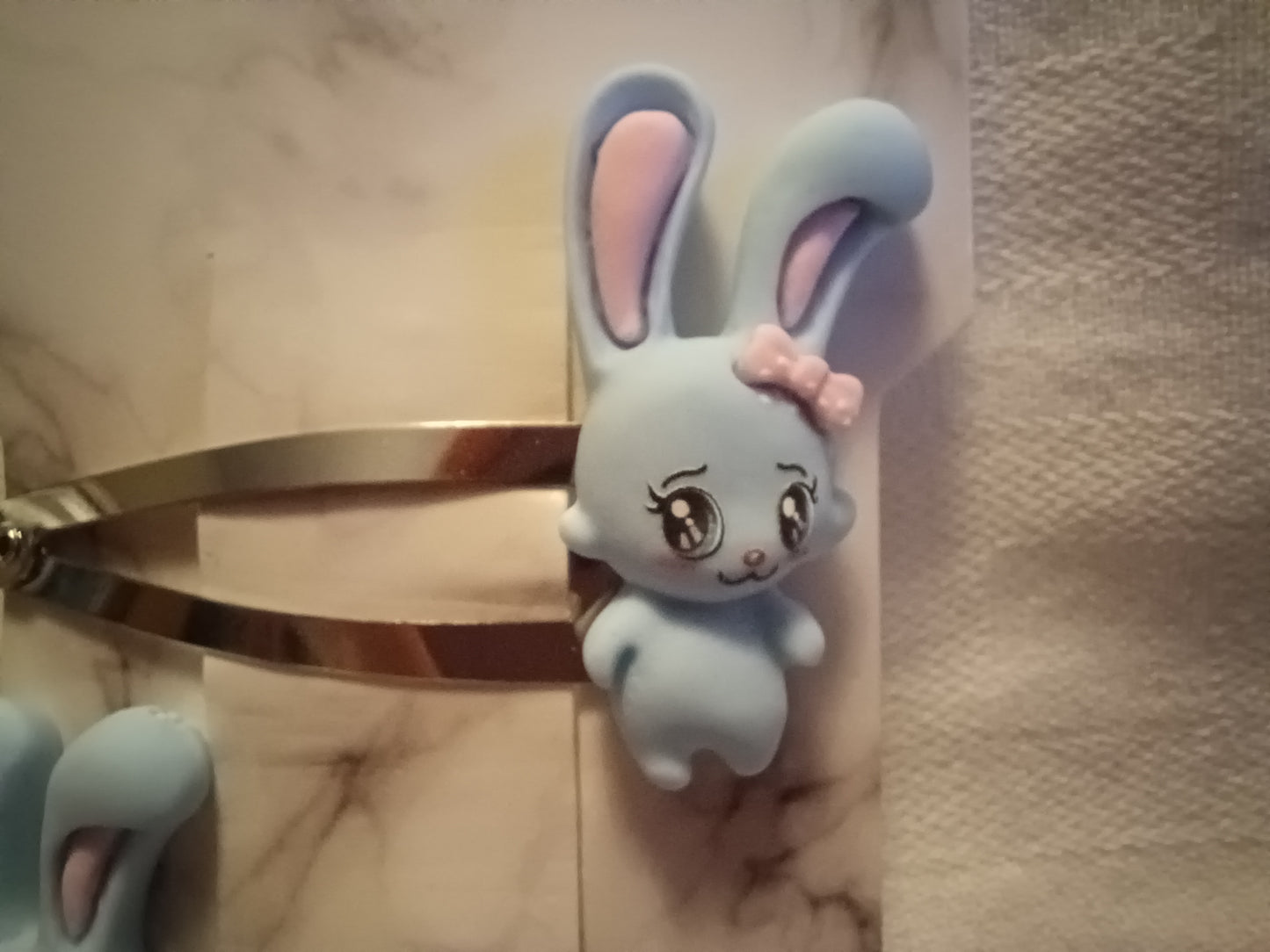 Blue bunny hair clip set - silver