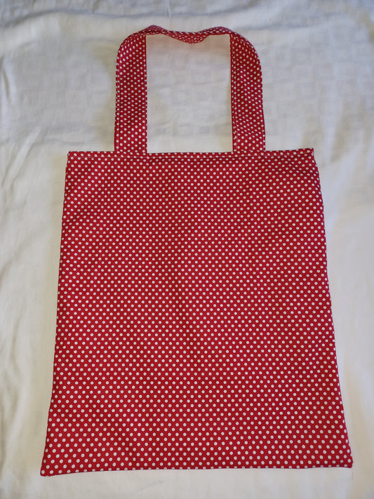 Spotty red tote bag